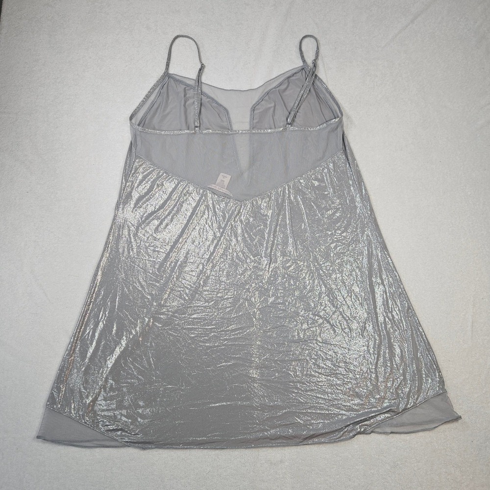 Victoria's Secret Silver Metallic Shimmer Mesh Trim Nightgown L - Picture 5 of 6